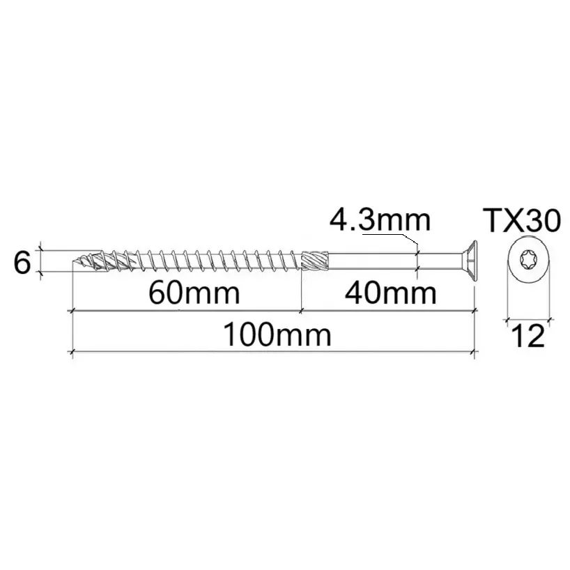 Surub Dulgherie Cap Inecat 6x100mm – 100buc/set 3 Surub Dulgherie Cap Inecat 6x100mm – 100buc/set - imagine 3
