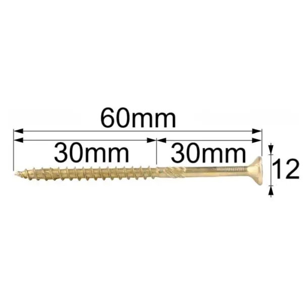Surub Dulgherie Cap Inecat 6x60mm – 50buc/cutie 2 Surub Dulgherie Cap Inecat 6x60mm – 50buc/cutie - imagine 2