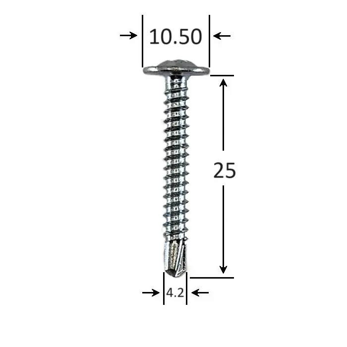 SET 100 buc Surub Autoforant Cap Plat 4.2x25mm Zincat - imagine 2