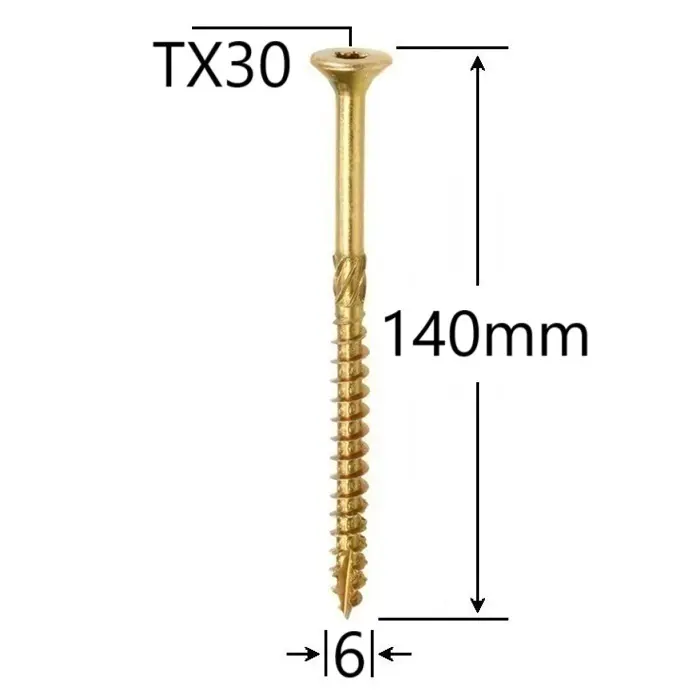 Surub Dulgherie Cap Inecat 6x140mm – 100buc/cutie 1 Surub Dulgherie Cap Inecat 6x140mm – 100buc/cutie