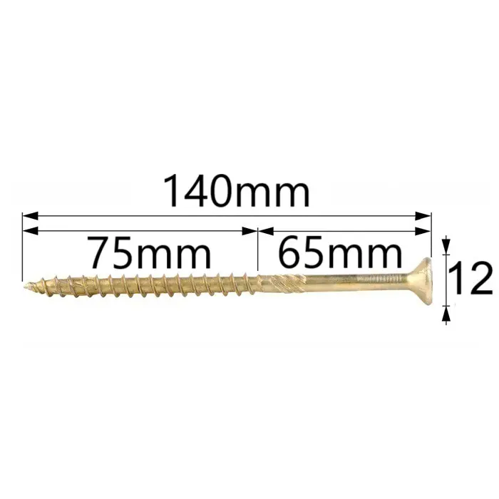 Surub Dulgherie Cap Inecat 6x140mm – 100buc/cutie 2 Surub Dulgherie Cap Inecat 6x140mm – 100buc/cutie - imagine 2
