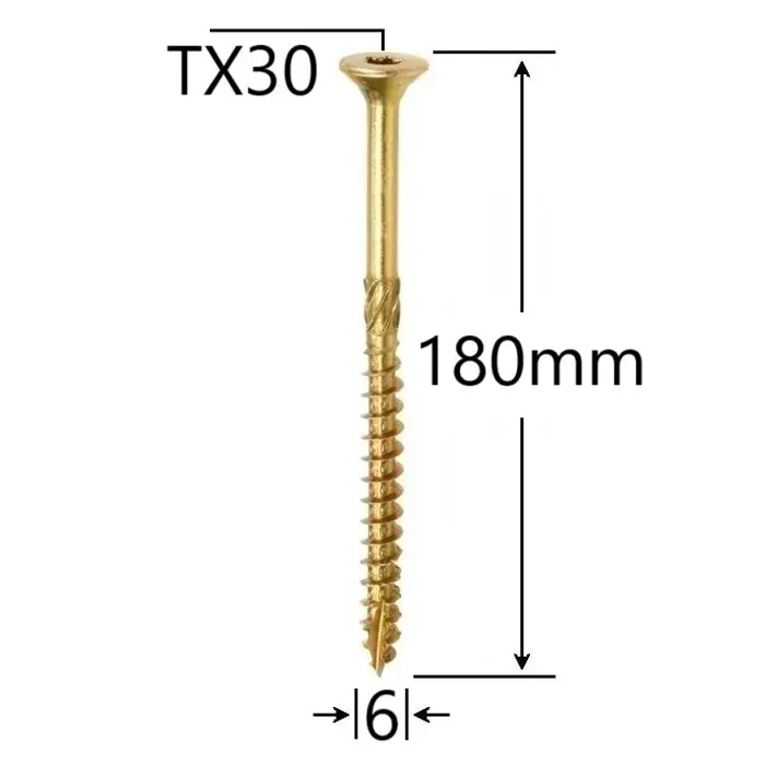 Surub Dulgherie Cap Inecat 6x180mm – 100buc/cutie 1 Surub Dulgherie Cap Inecat 6x180mm – 100buc/cutie