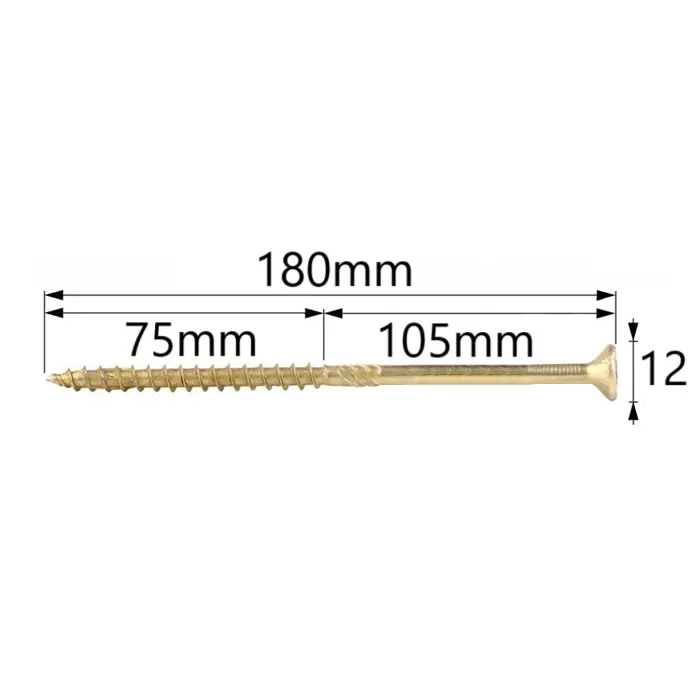 Surub Dulgherie Cap Inecat 6x180mm – 100buc/cutie 2 Surub Dulgherie Cap Inecat 6x180mm – 100buc/cutie - imagine 2
