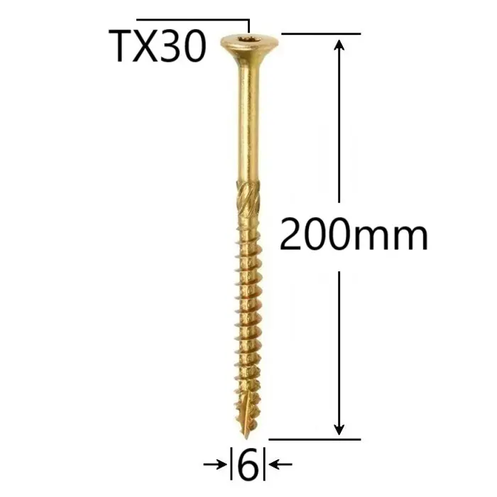Surub Dulgherie Cap Inecat 6x200mm – 100buc/cutie 1 Surub Dulgherie Cap Inecat 6x200mm – 100buc/cutie