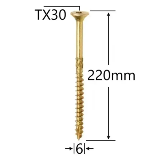 Surub Dulgherie Cap Inecat 6x220mm – 220buc/cutie
