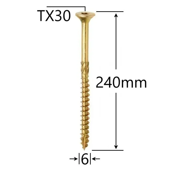 Surub Dulgherie Cap Inecat 6x240mm – 50buc/cutie 2 Surub Dulgherie Cap Inecat 6x240mm – 50buc/cutie - imagine 2