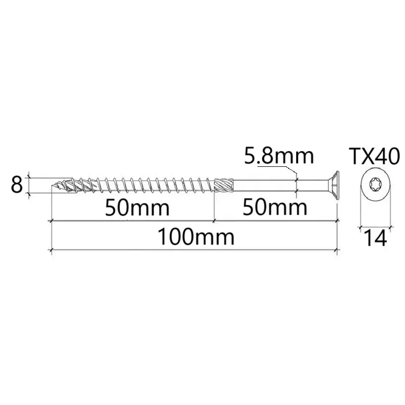 Surub Dulgherie Cap Inecat 8x100mm – 50buc/cutie 3 Surub Dulgherie Cap Inecat 8x100mm – 50buc/cutie - imagine 3