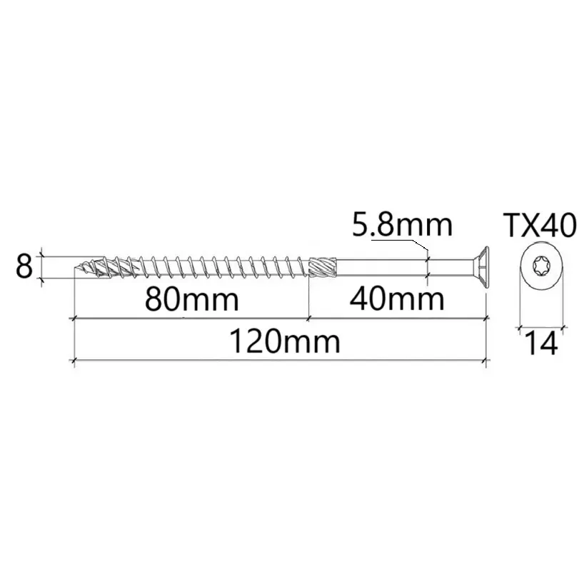 Surub Dulgherie Cap Inecat 8x120mm – 50buc/cutie 3 Surub Dulgherie Cap Inecat 8x120mm – 50buc/cutie - imagine 3