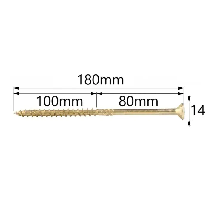 Surub Dulgherie Cap Inecat 8x180mm – 50buc/cutie 2 Surub Dulgherie Cap Inecat 8x180mm – 50buc/cutie - imagine 2