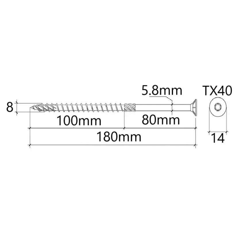 Surub Dulgherie Cap Inecat 8x180mm – 50buc/cutie 3 Surub Dulgherie Cap Inecat 8x180mm – 50buc/cutie - imagine 3