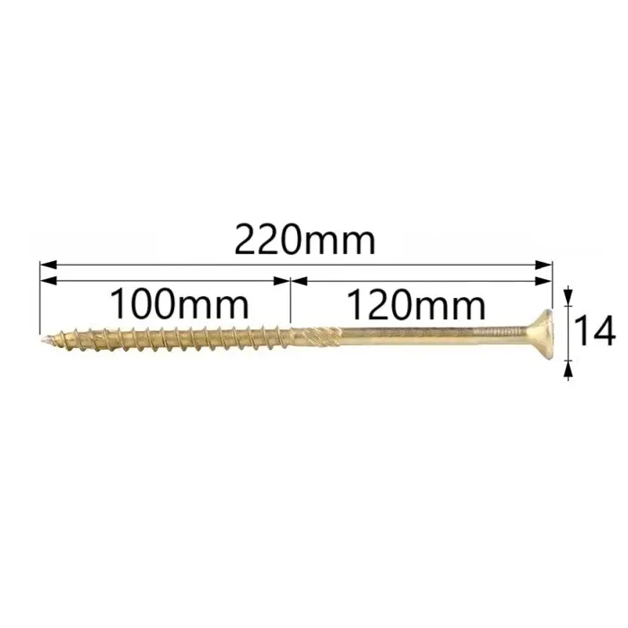 Surub Dulgherie Cap Inecat 8x220mm – 50buc/cutie 2 Surub Dulgherie Cap Inecat 8x220mm – 50buc/cutie - imagine 2