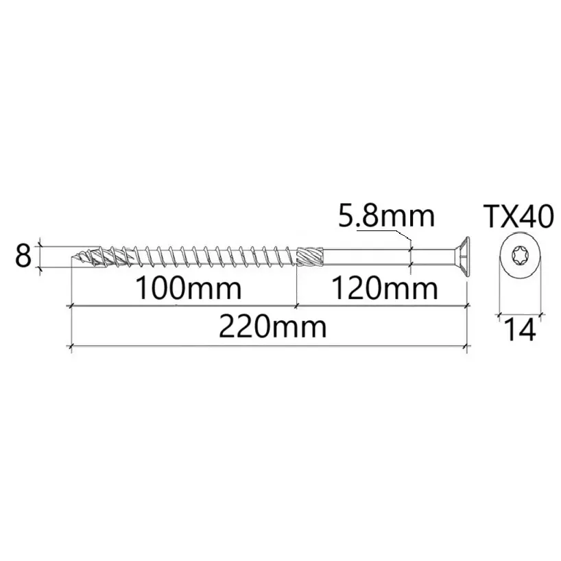 Surub Dulgherie Cap Inecat 8x220mm – 50buc/cutie 3 Surub Dulgherie Cap Inecat 8x220mm – 50buc/cutie - imagine 3