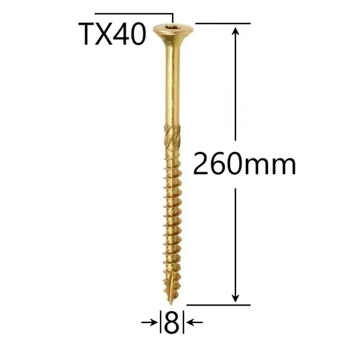 Surub Dulgherie Cap Inecat 8x260mm – 50buc/cutie 1 Surub Dulgherie Cap Inecat 8x260mm – 50buc/cutie