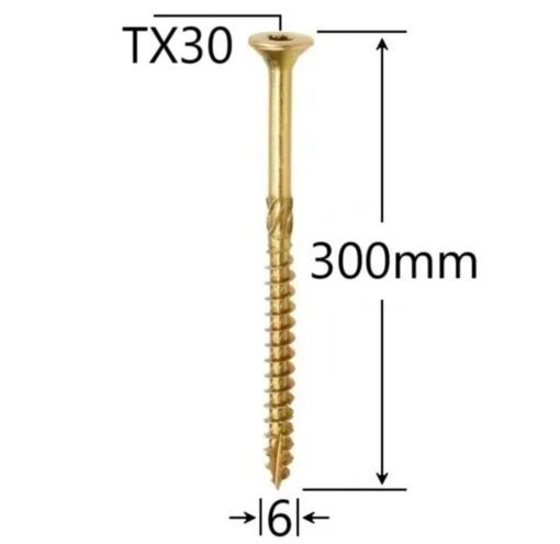 Surub Dulgherie Cap Inecat 6x300mm – 100buc/cutie