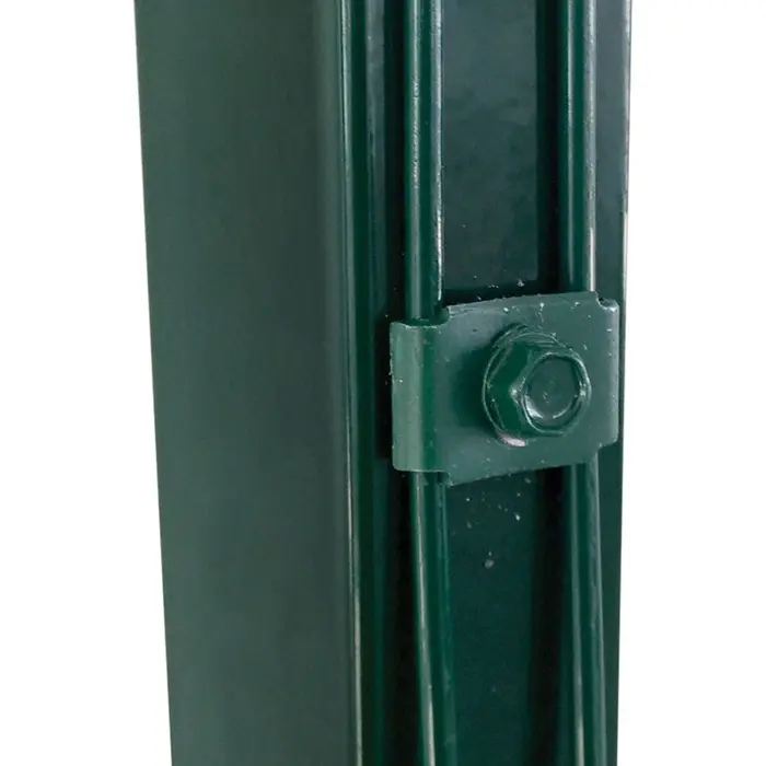 Set 10 buc Clema prindere panou gard 20x30 mm verde cu surub autoforant 6.3x25 mm 2 Set 10 buc Clema prindere panou gard 20x30 mm verde cu surub autoforant 6.3x25 mm - imagine 2