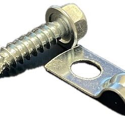 Set 50 buc Sistem de fixare policarbonat pe plasa bordurata, surub autoforant 5.5*25 si clema