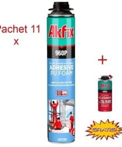 AKFIX PACHET 11 bucati spuma 960P adeziv polistiren + curatitor spuma 800c